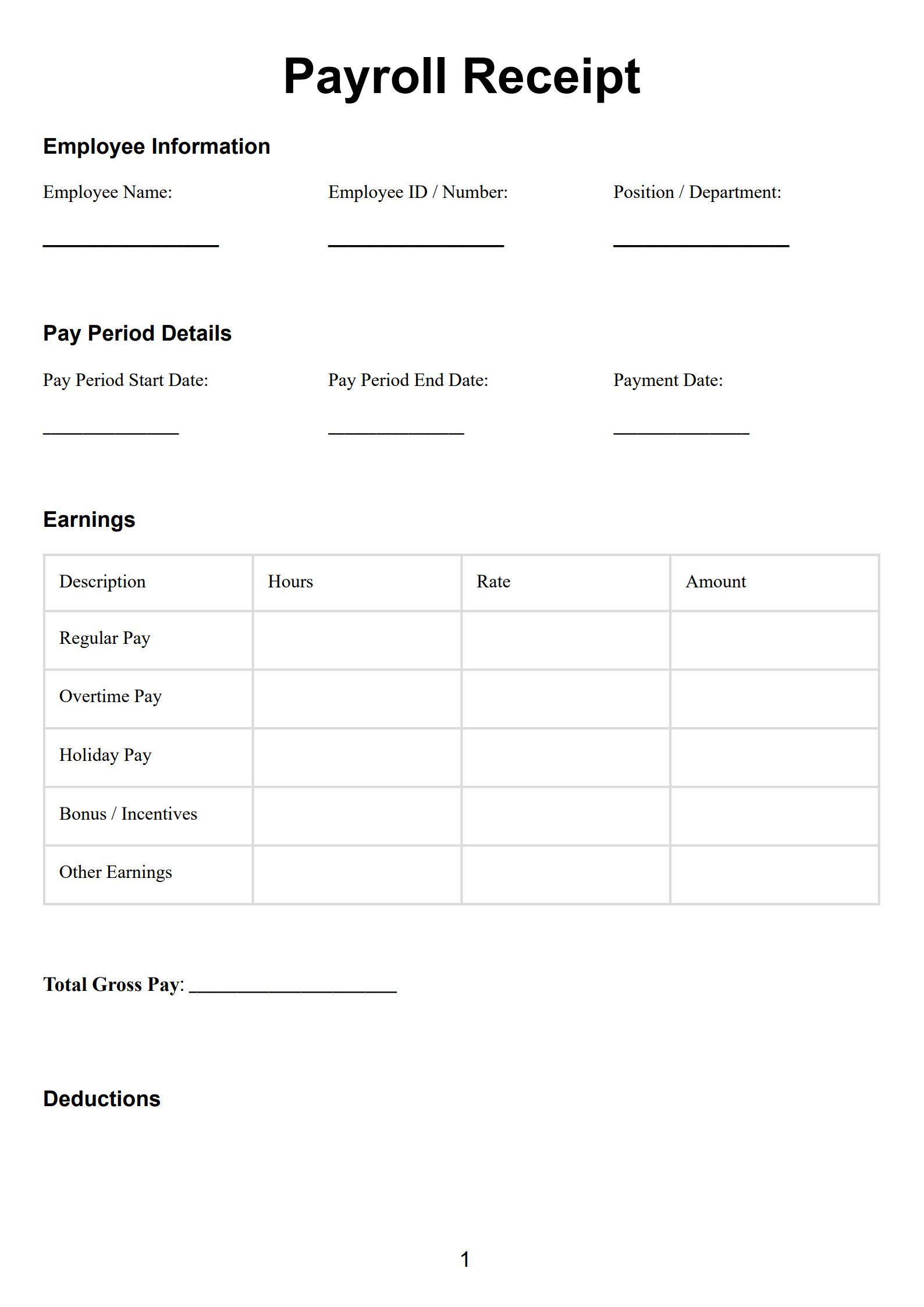 payroll receipt template 1