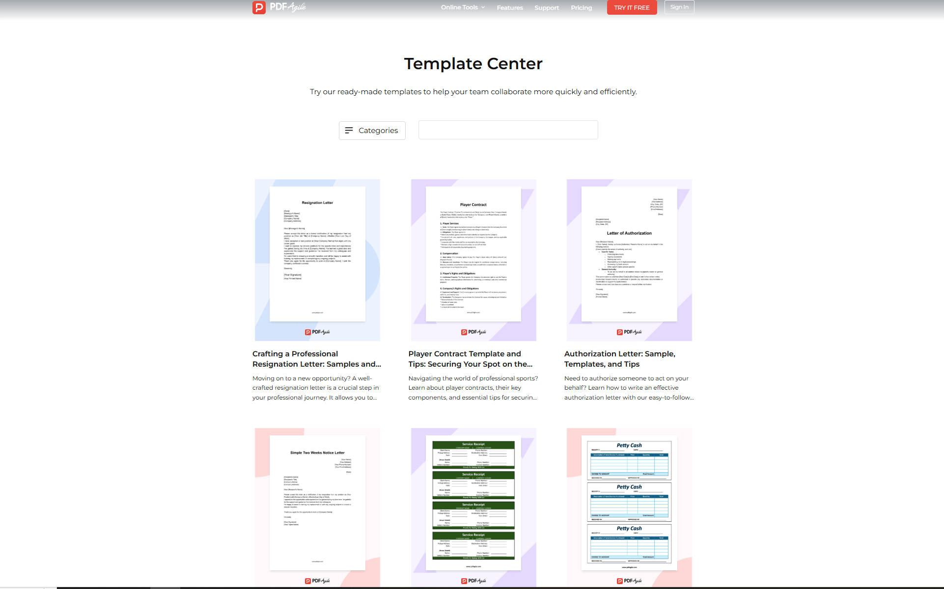 pdf agile Template Center