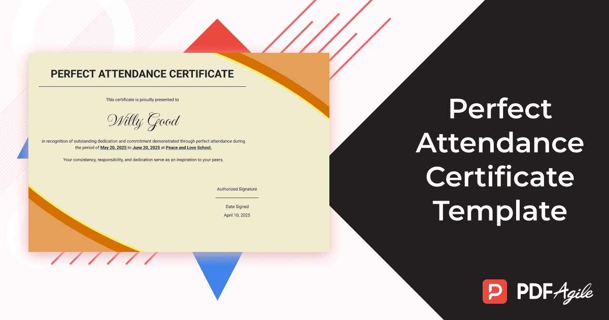 perfect attendance certificate template