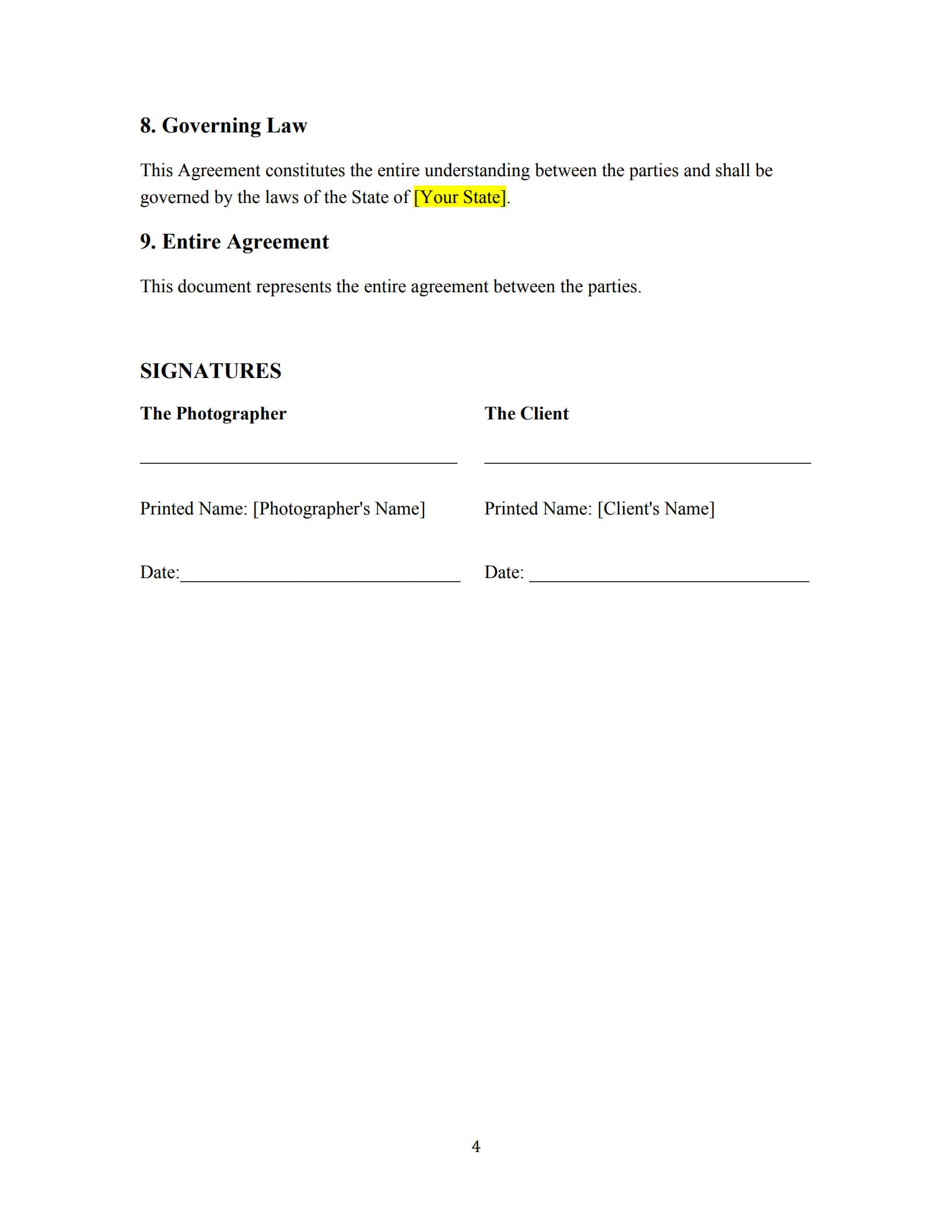 photography contract template 4