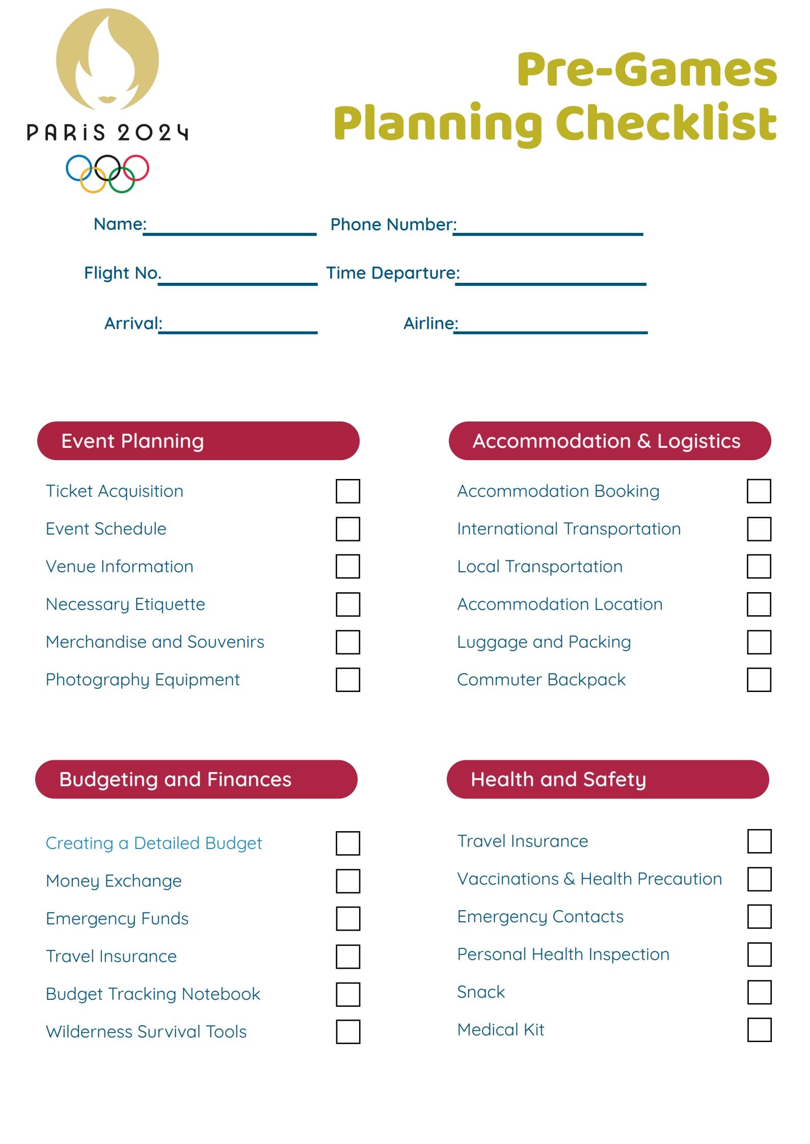 pre-games planning checklist for paris 2024 olympics