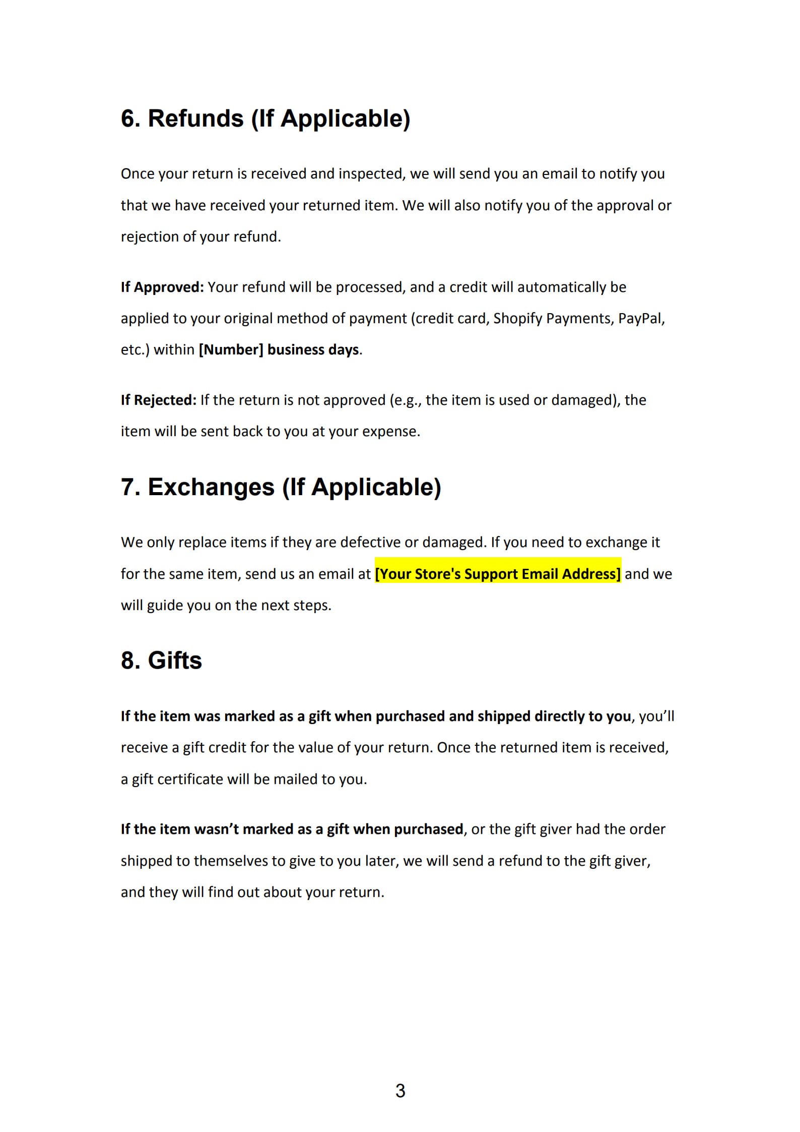 refund policy template 3