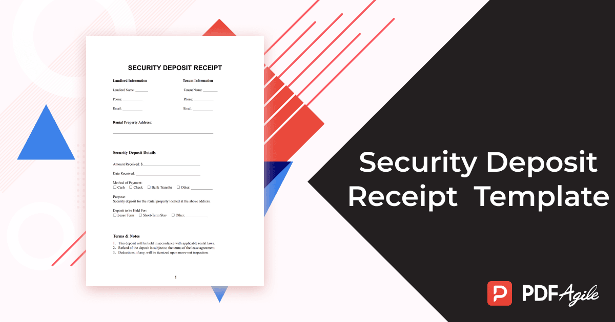 security deposit receipt template
