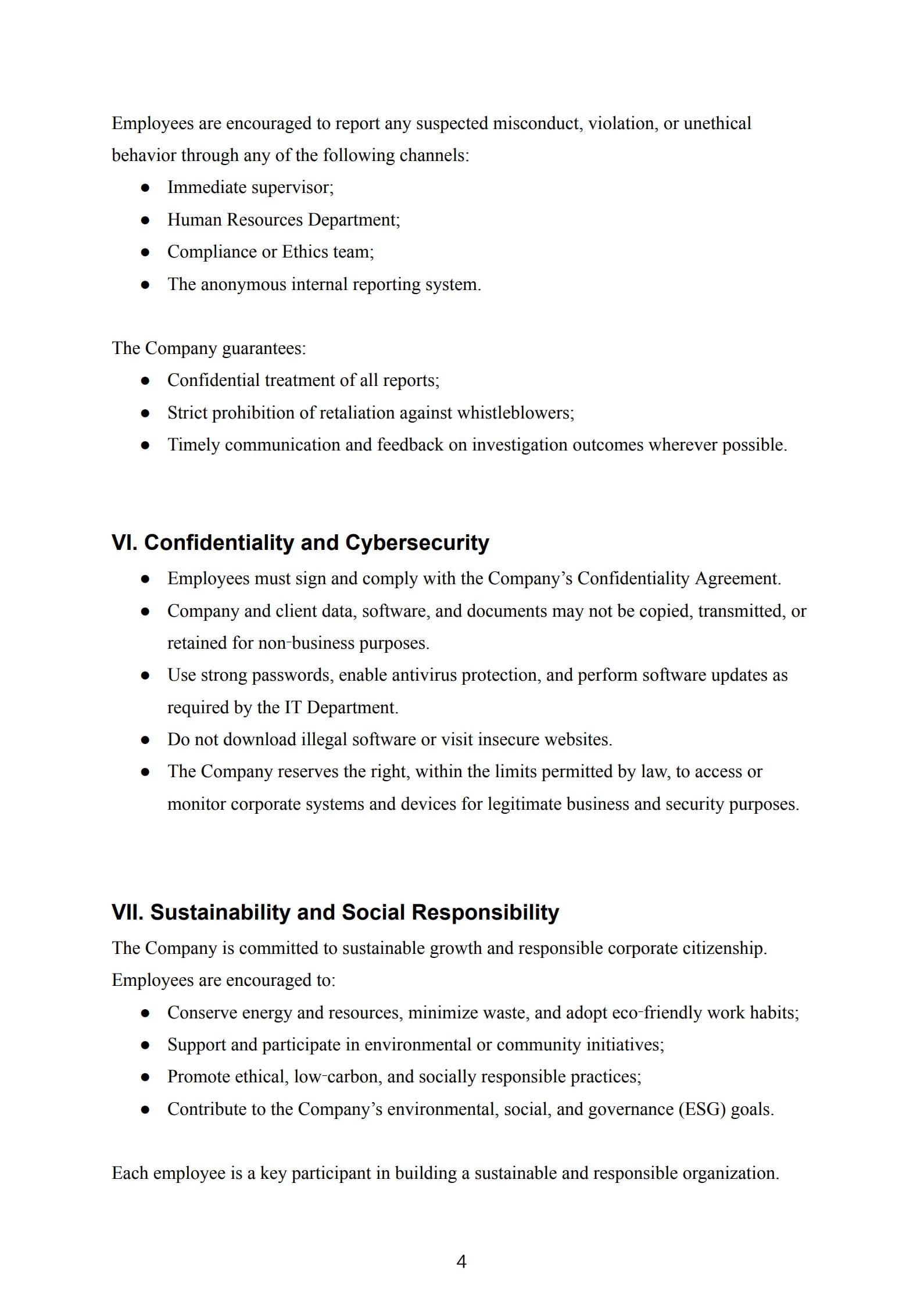 staff code of conduct template