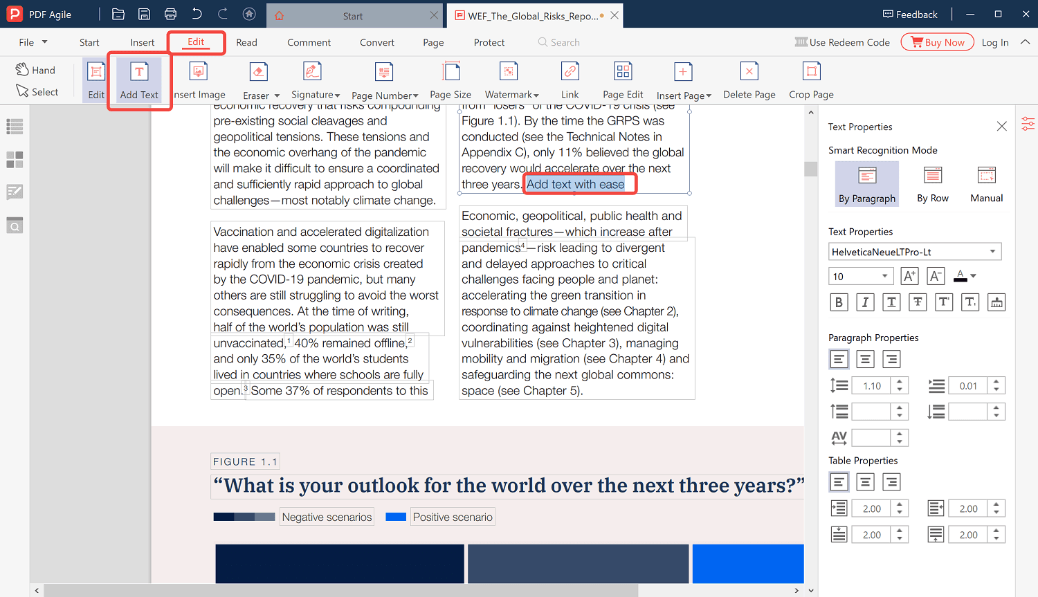 Adding new text to a PDF page in PDF Agile with the Add Text tool
