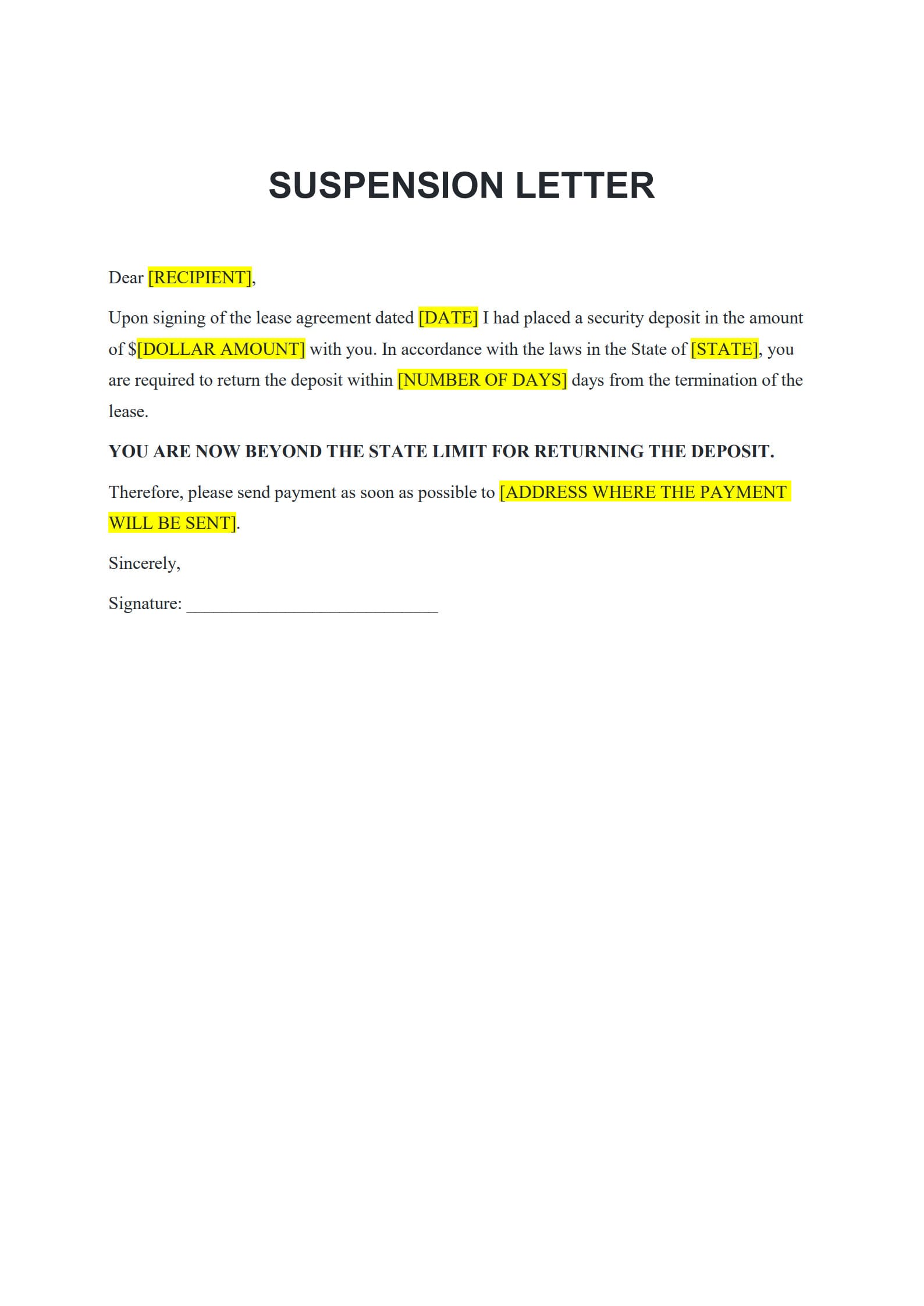 suspension letter template
