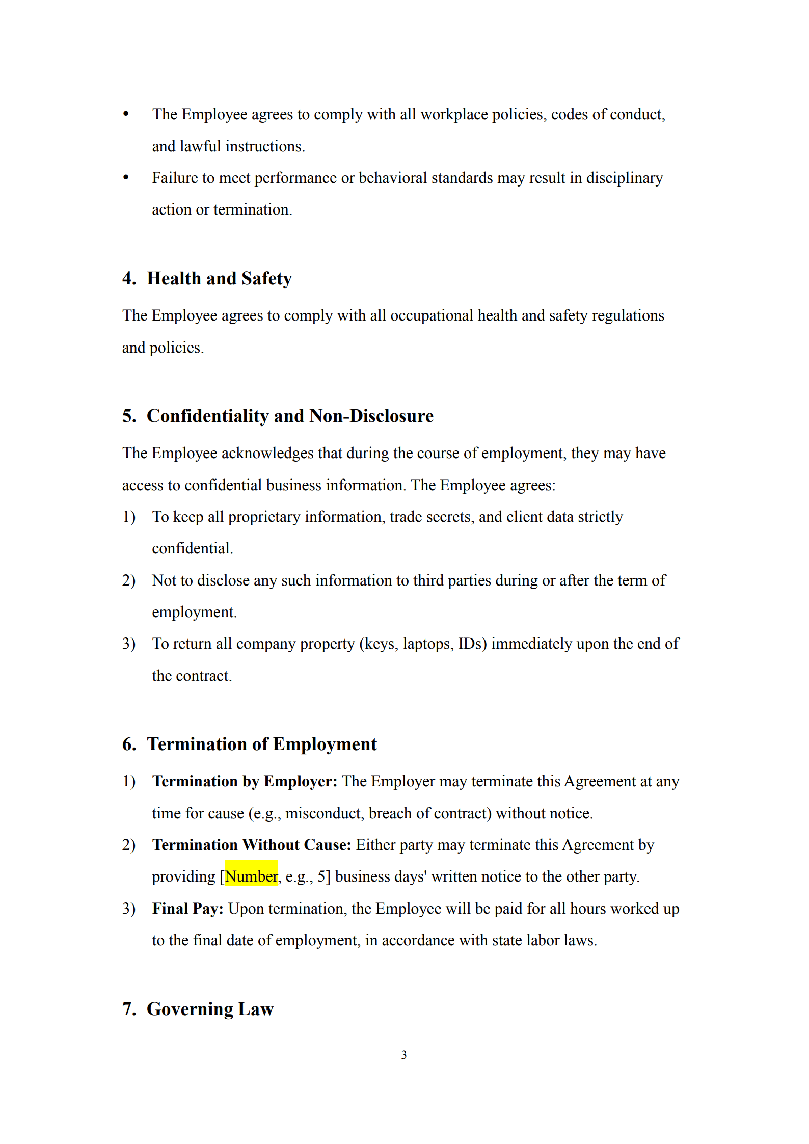 temporary employment contract template 3