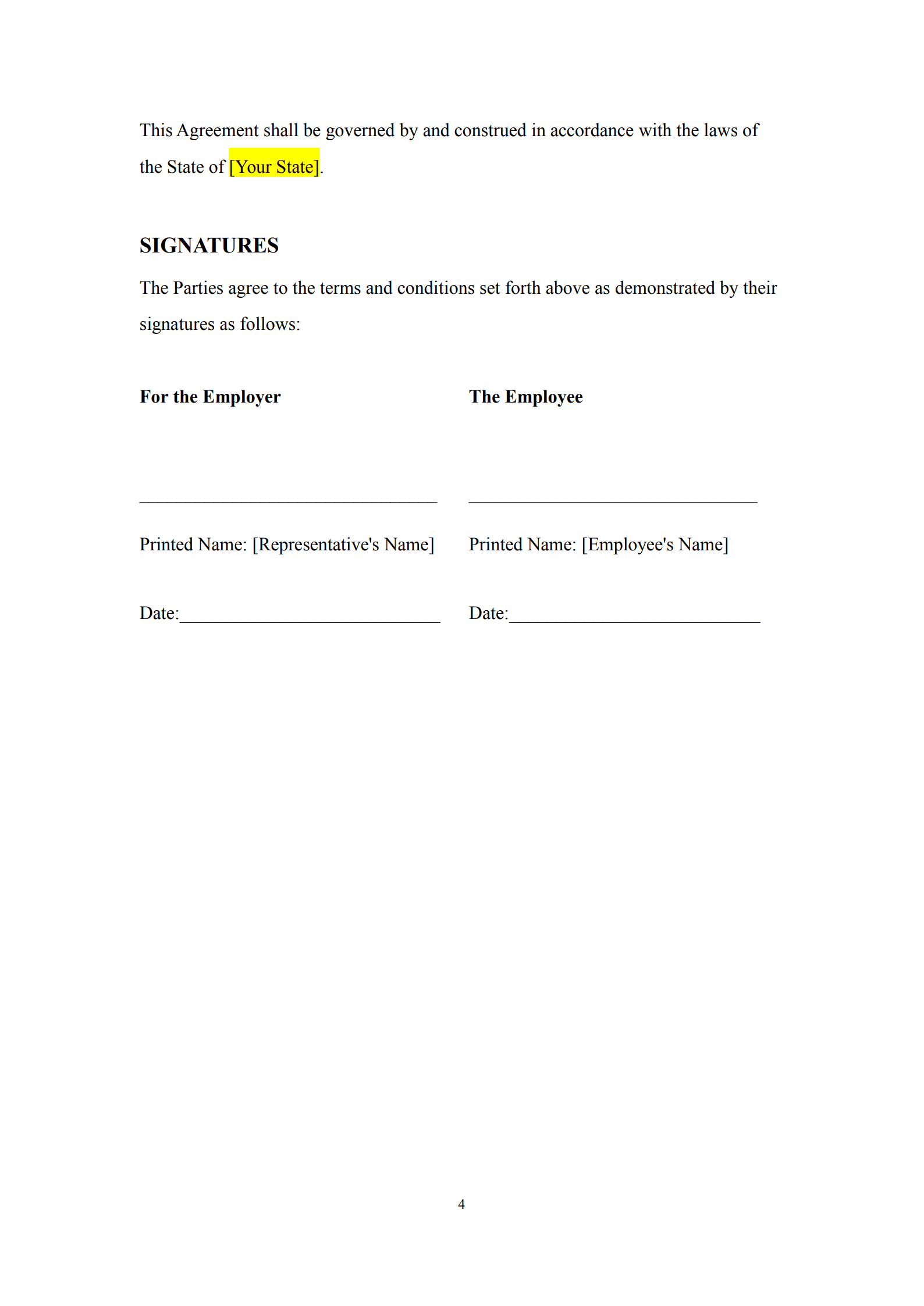 temporary employment contract template 4