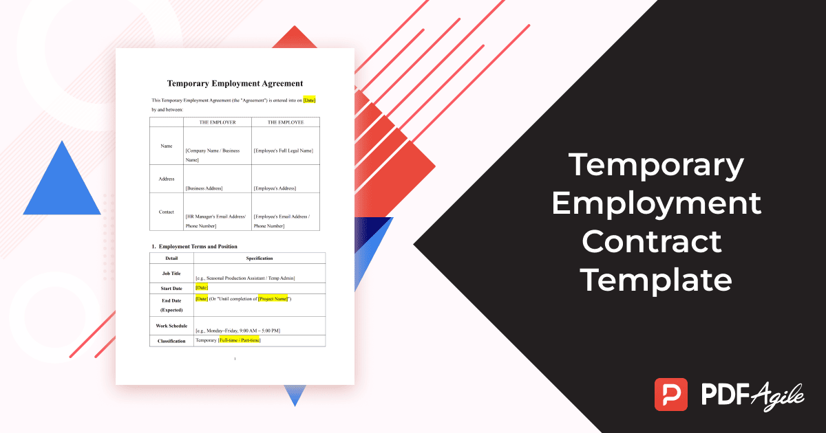 temporary employment contract template