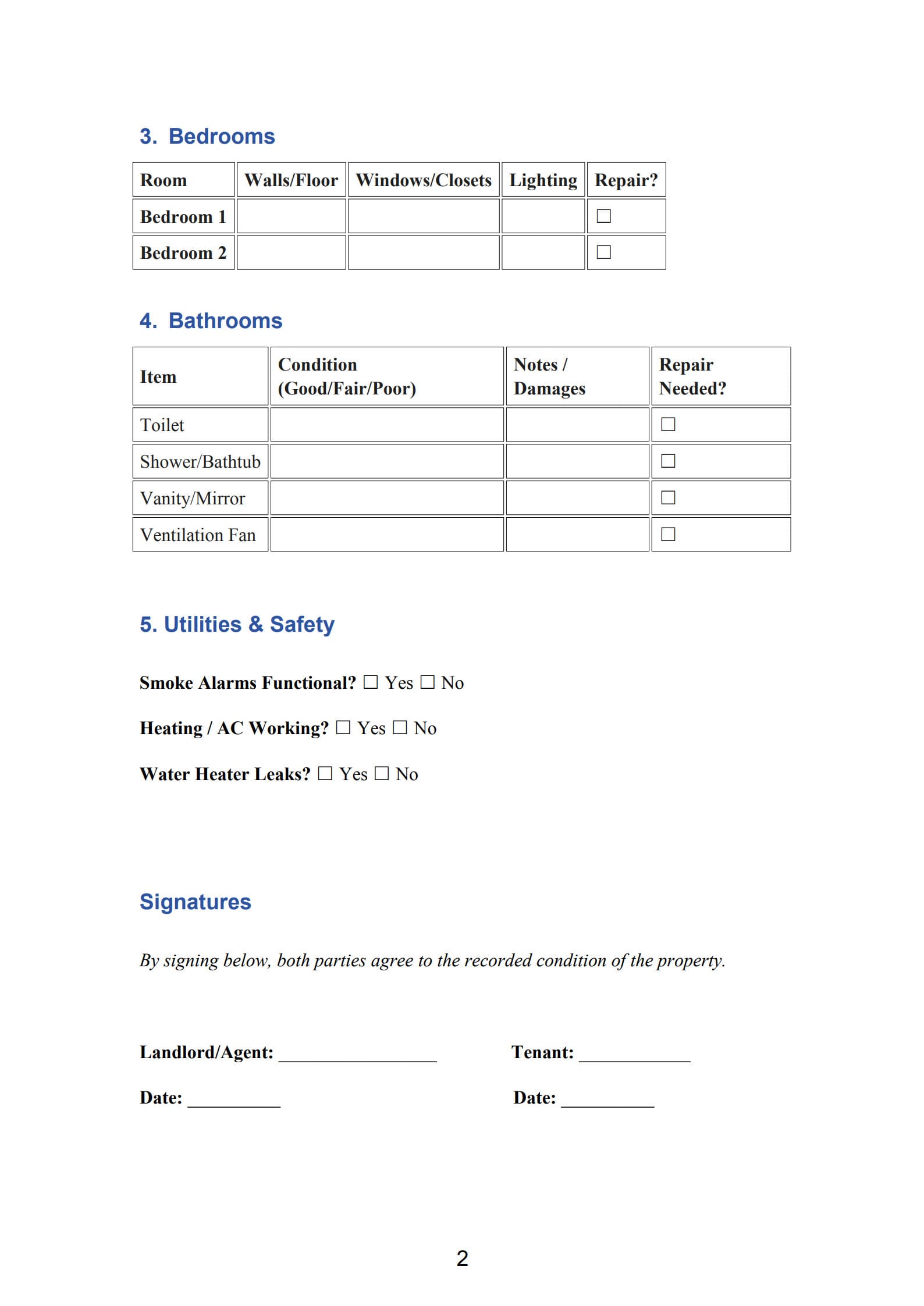 tenant move out checklist