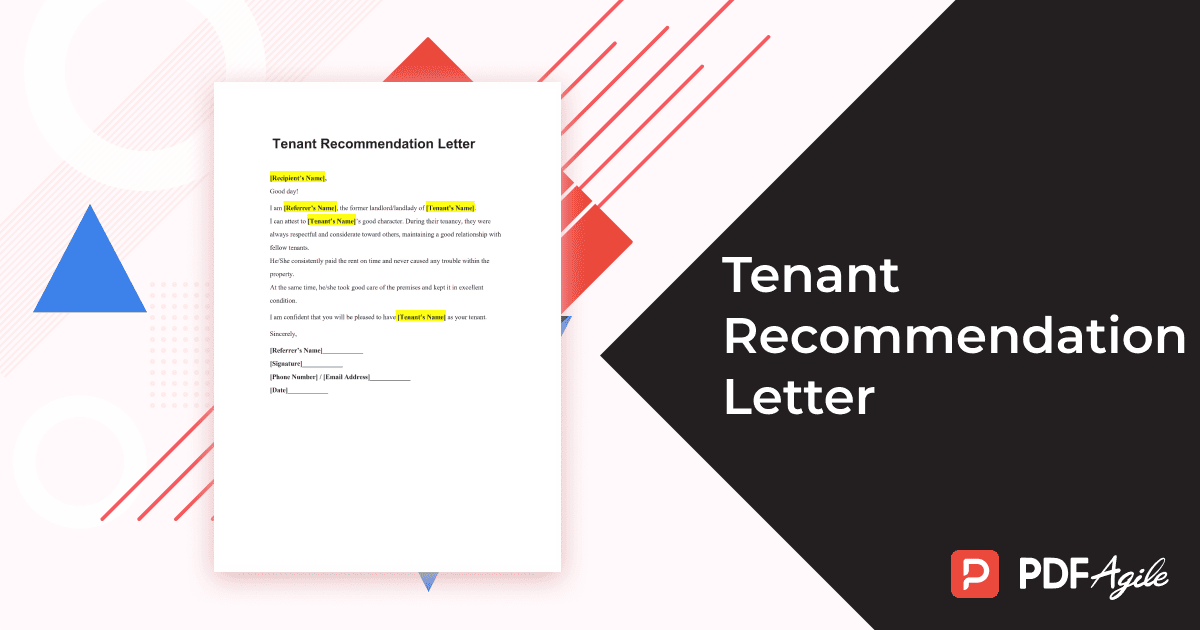 tenant recommendation letter