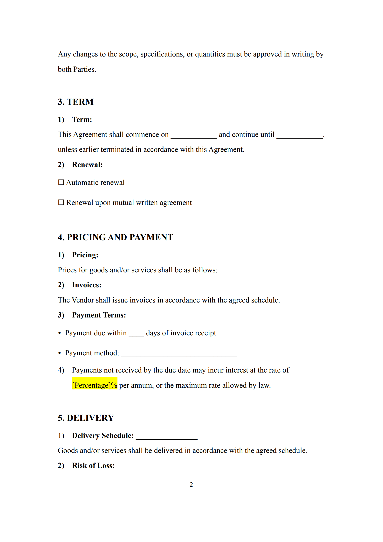 vendor contract agreement 2