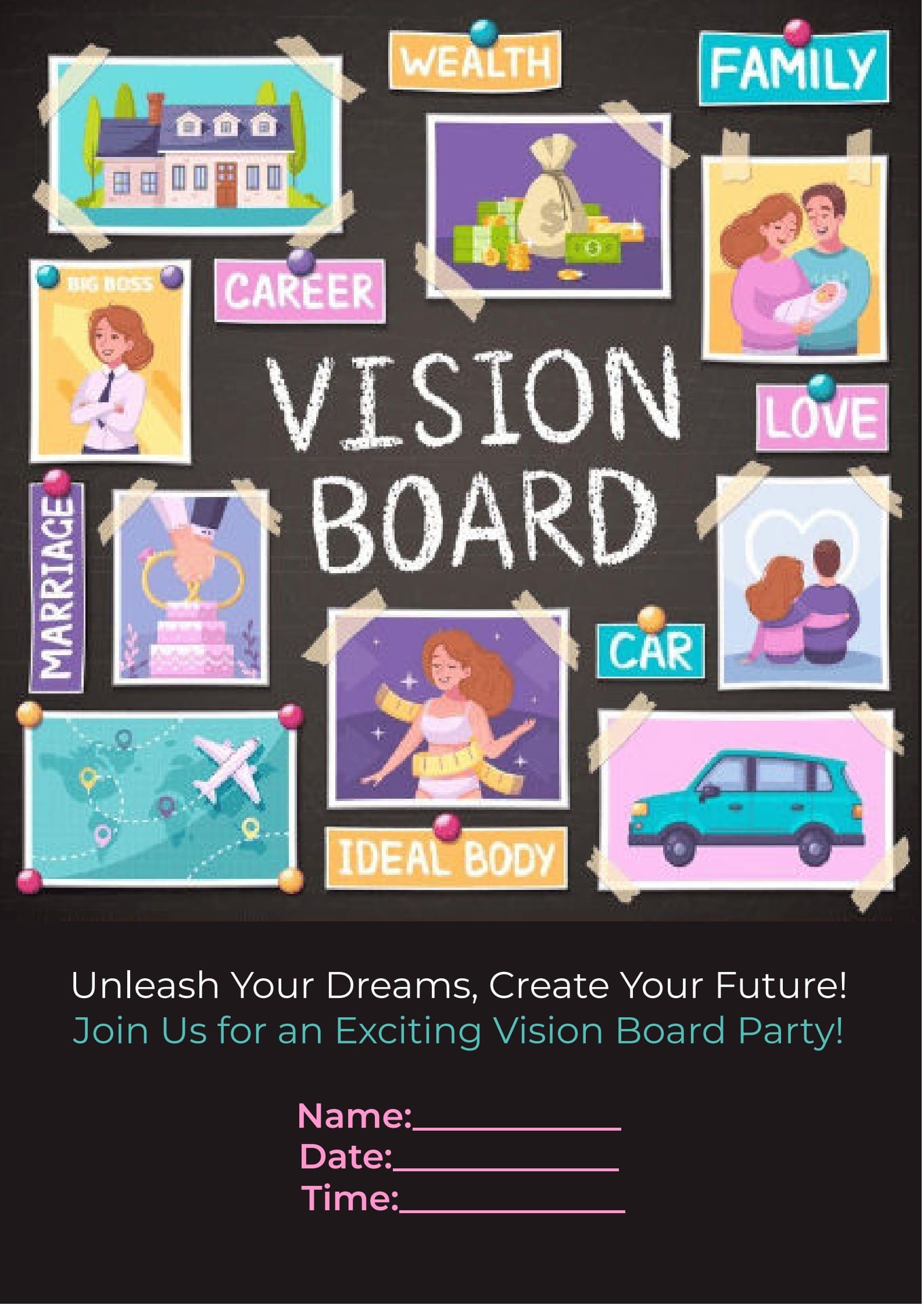 vision board party invitation template