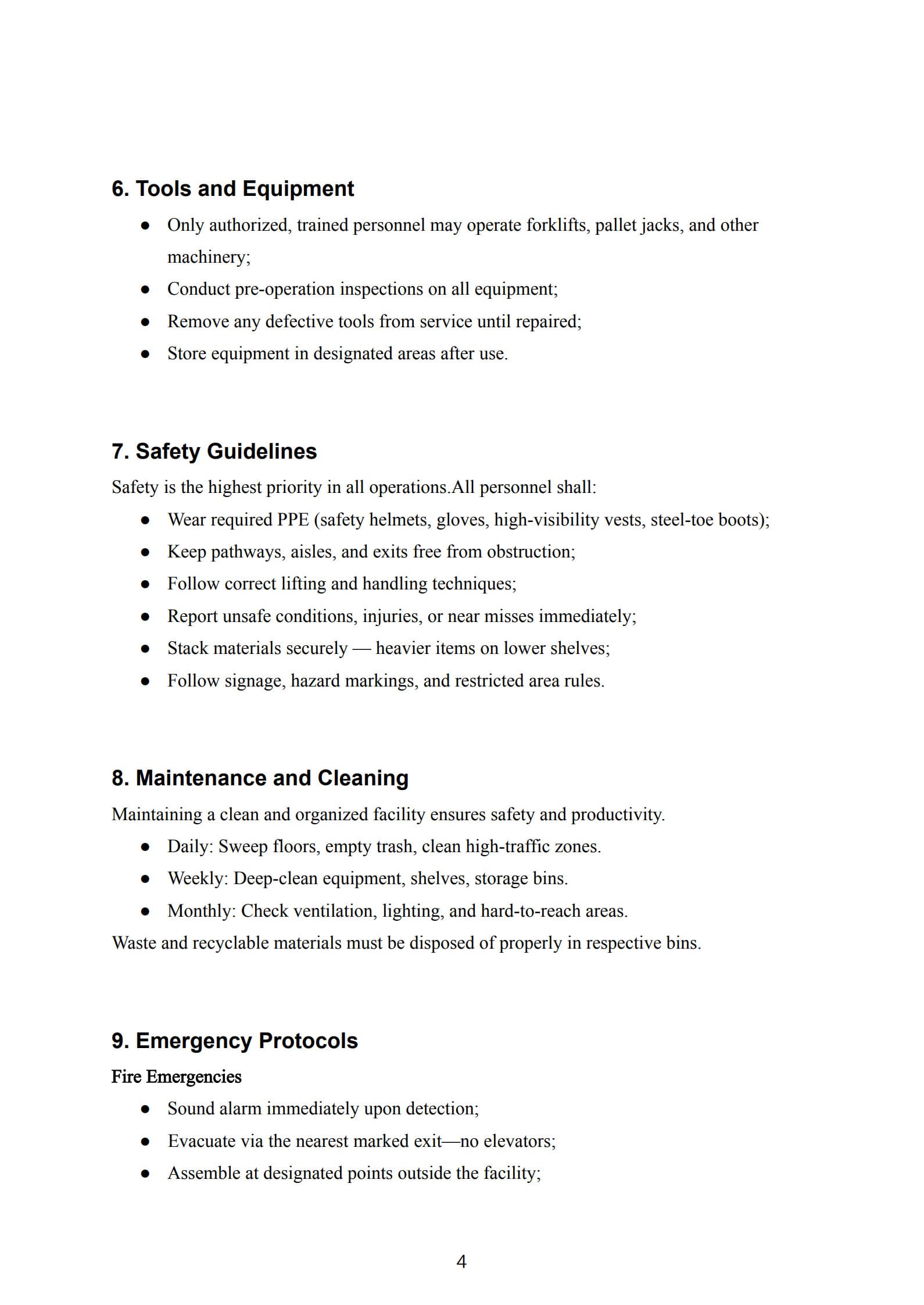 warehouse sop template