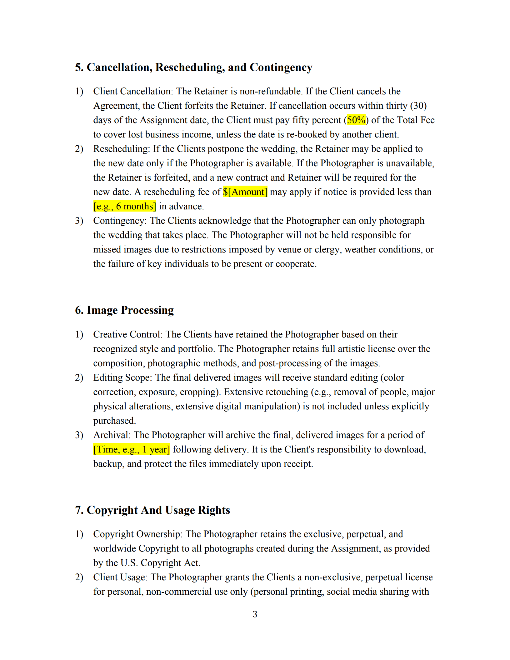 wedding photography contract template 3